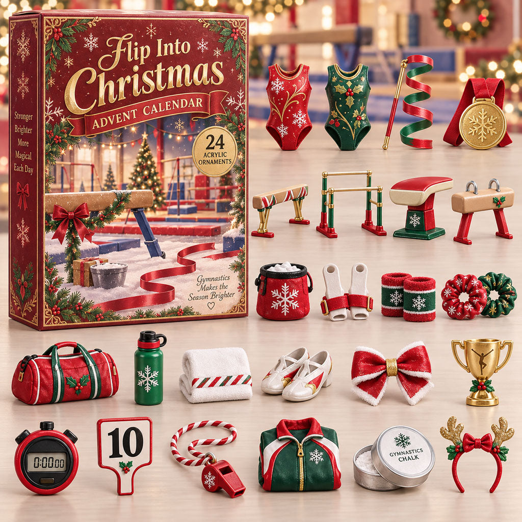 CHRISTMAS KICKOFF 40% OFF - Flip Into Christmas Advent Calendar 2026 - 24-Day Festive Countdown, Acrylic Charms Blind Box - Gift For Gymnasts AC0NT367