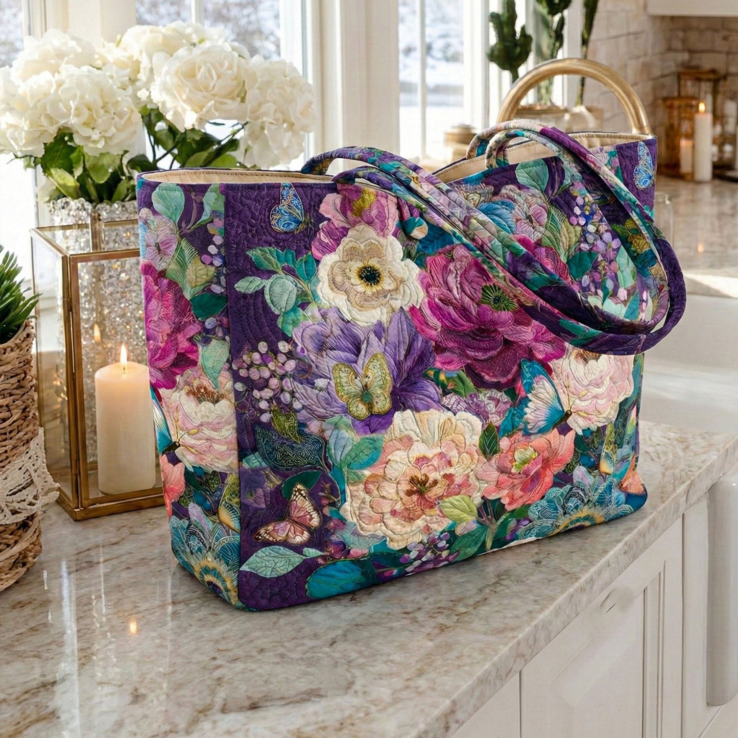 Floral Fantasy Quilted Classic Tote Bag SN0NT025