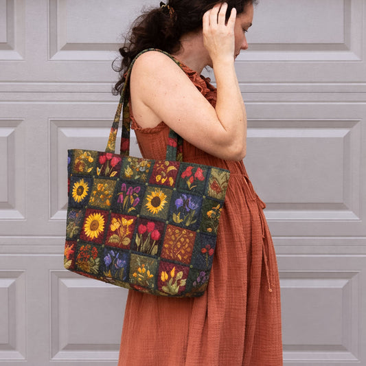 Floral Garden Heirloom Quilted Classic Tote Bag SN0PT013