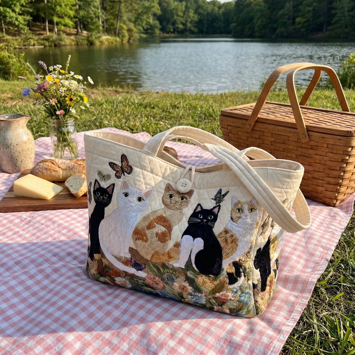 Garden Whiskers Quilted Classic Tote Bag SN0PT032