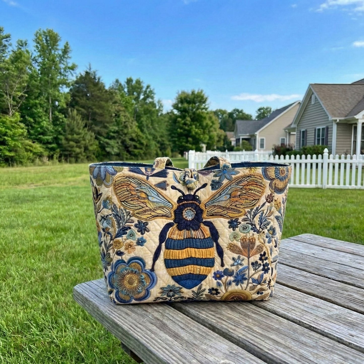 Golden Meadow Bee Quilted Classic Tote Bag SN0NT018
