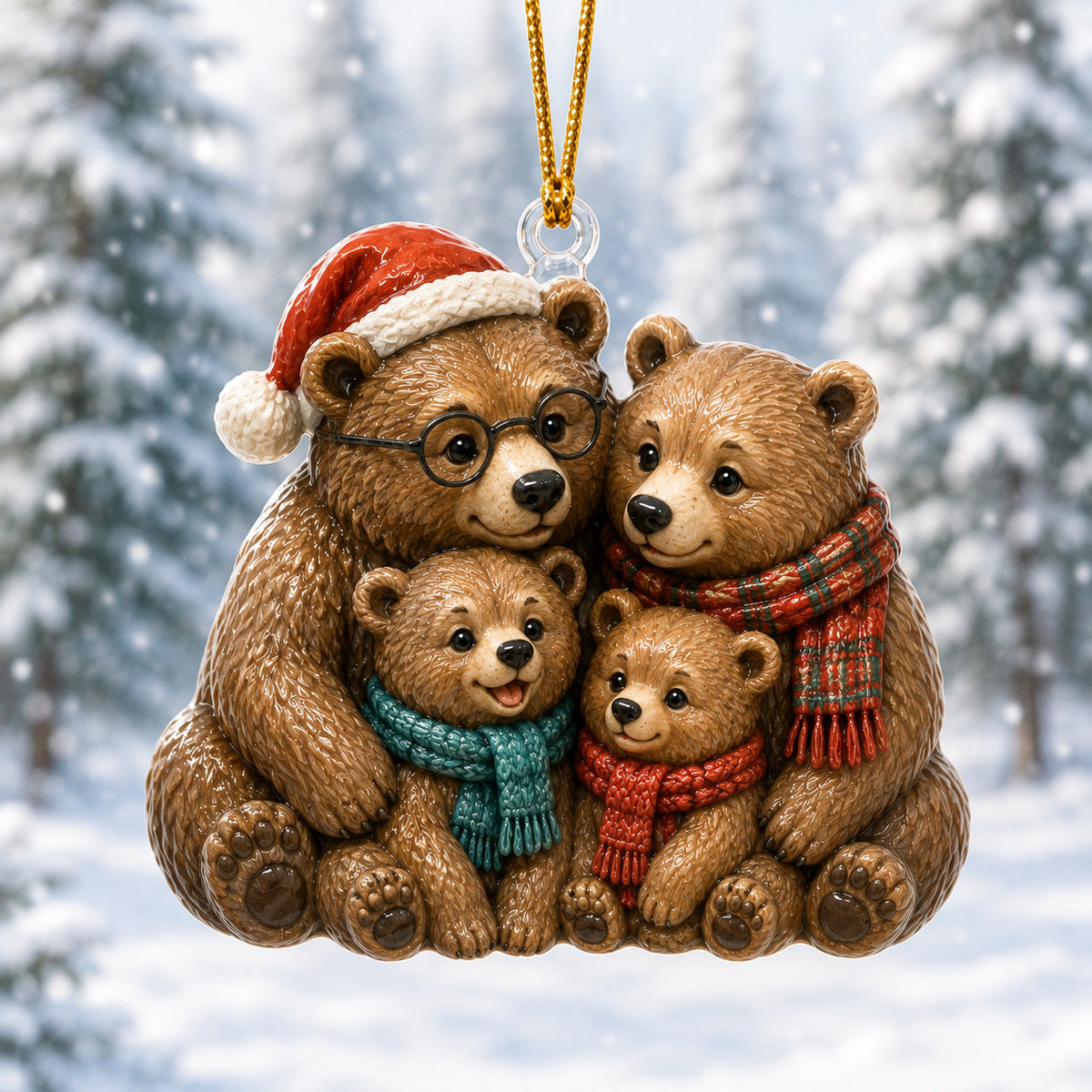 Grizzly Bear Family Mica Ornament NCU0HT029
