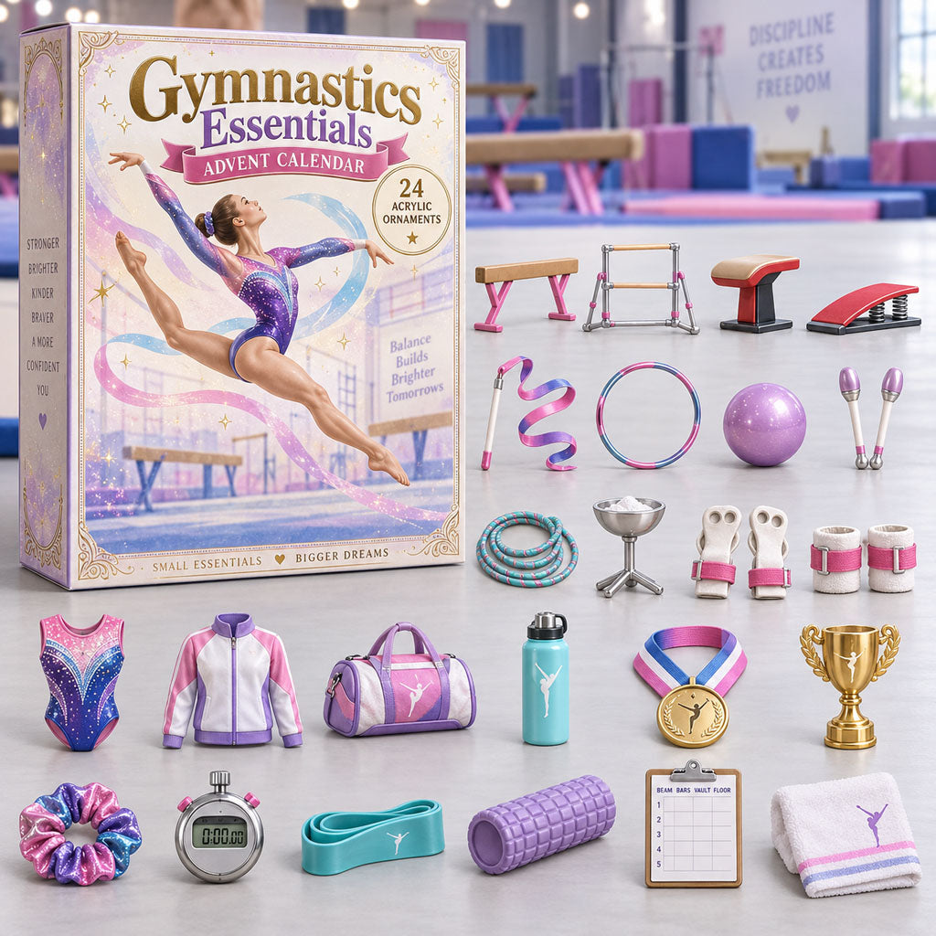 CHRISTMAS KICKOFF 40% OFF - Gymnastics Essentials Advent Calendar 2026 - 24-Day Festive Countdown, Acrylic Charms Blind Box - Gift For Gymnasts AC0NT368