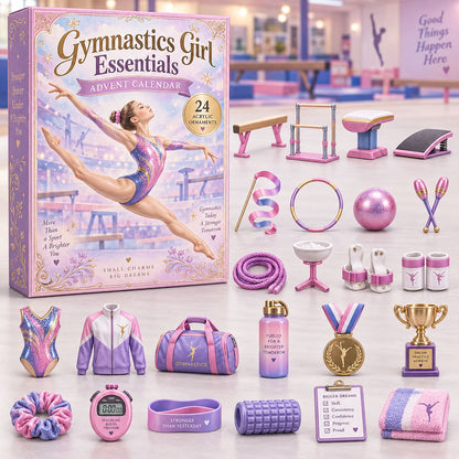 CHRISTMAS KICKOFF 40% OFF - Gymnastics Girl Essentials Advent Calendar 2026 - 24-Day Festive Countdown, Acrylic Charms Blind Box - Gift For Gymnasts AC0NT369