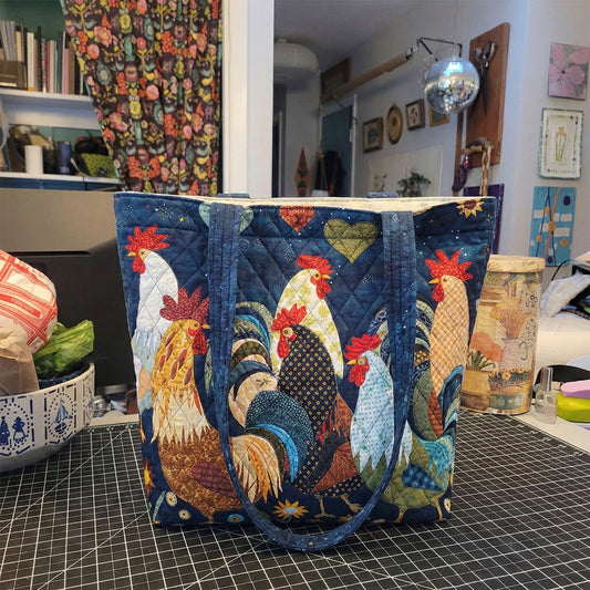 Heart of the Coop Quilted Zipper Tote Bag SN0PT023