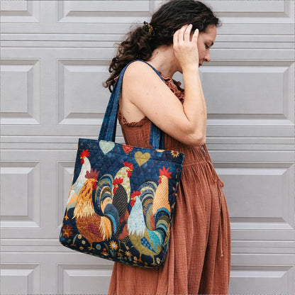 Heart of the Coop Quilted Zipper Tote Bag SN0PT023