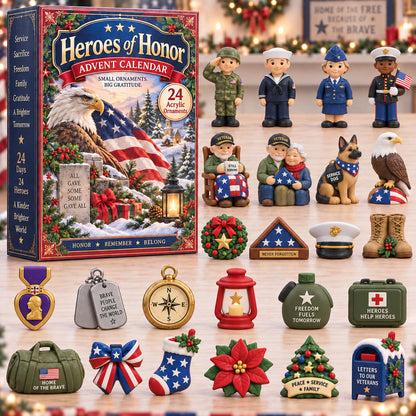 CHRISTMAS KICKOFF 40% OFF - Heroes Of Honor Advent Calendar 2026 - 24-Day Festive Countdown, Acrylic Charms Blind Box - Gift For Veterans AC0TH335
