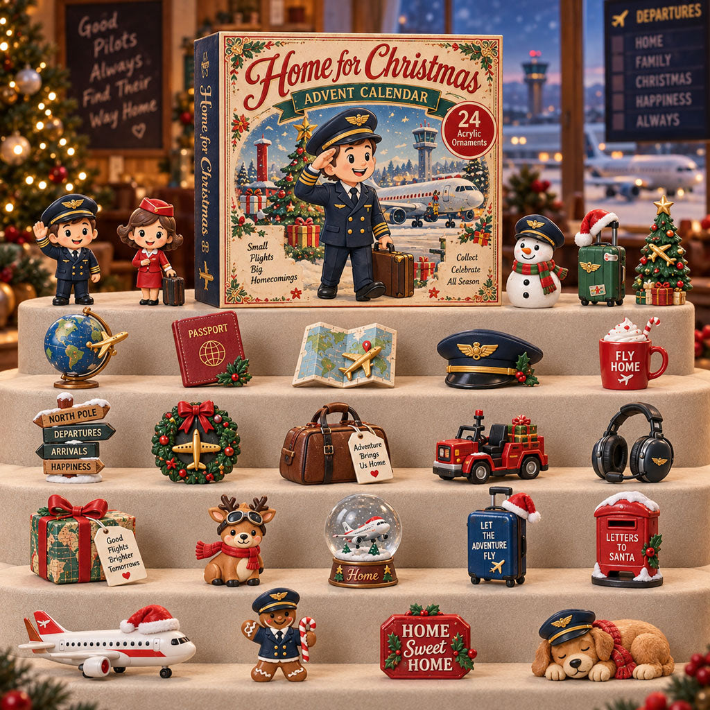 CHRISTMAS KICKOFF 40% OFF - Home For Christmas Advent Calendar 2026 - 24-Day Festive Countdown, Acrylic Charms Blind Box - Gift For Pilot Lovers AC0TH282