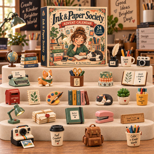 CHRISTMAS KICKOFF 40% OFF - Ink And Paper Society Advent Calendar 2026 - 24-Day Festive Countdown, Acrylic Charms Blind Box - Gift For Graphic Artist AC0TH291