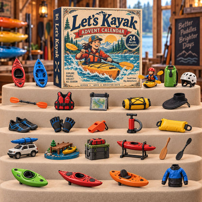 CHRISTMAS KICKOFF 40% OFF - Kayak Expedition Advent Calendar 2026 - 24-Day Festive Countdown, Acrylic Charms Blind Box - Gift For Kayak Lovers AC0TH251