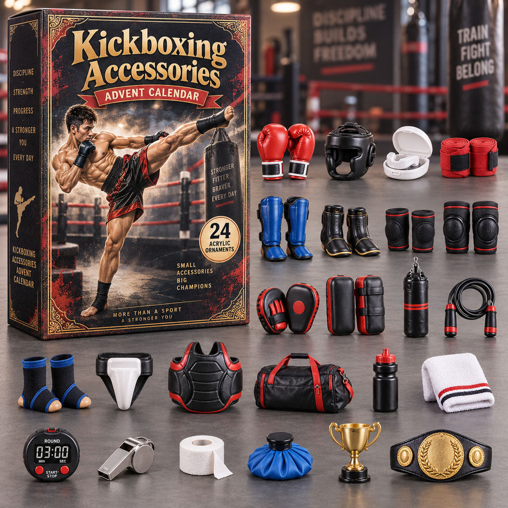 CHRISTMAS KICKOFF 40% OFF - Kickboxing Accessories Advent Calendar 2026 - 24-Day Festive Countdown, Acrylic Charms Blind Box - Gift For Kickboxing Lovers AC0NT311