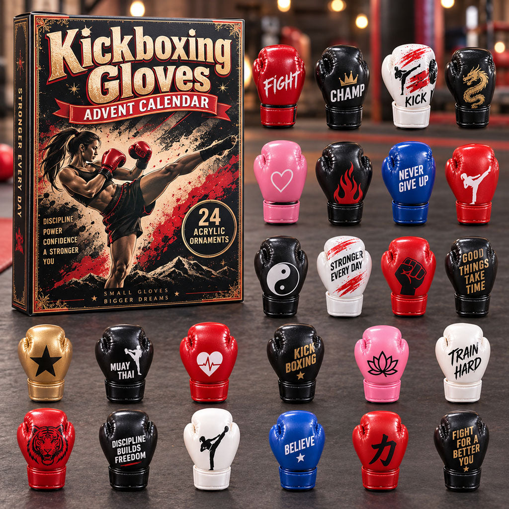CHRISTMAS KICKOFF 40% OFF - Kickboxing Gloves Advent Calendar 2026 - 24-Day Festive Countdown, Acrylic Charms Blind Box - Gift For Kickboxing Lovers AC0NT312