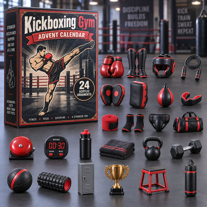 CHRISTMAS KICKOFF 40% OFF - Kickboxing Gym Advent Calendar 2026 - 24-Day Festive Countdown, Acrylic Charms Blind Box - Gift For Kickboxing Lovers AC0NT313