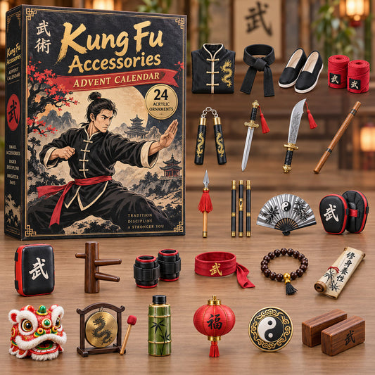 CHRISTMAS KICKOFF 40% OFF - Kung Fu Accessories Advent Calendar 2026 - 24-Day Festive Countdown, Acrylic Charms Blind Box - Gift For Kung Fu Lovers AC0NT316