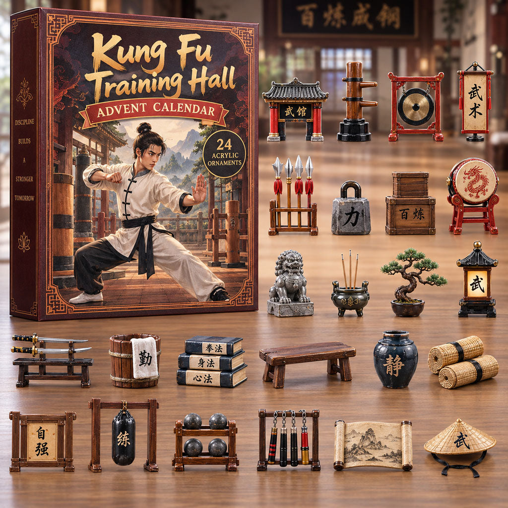 CHRISTMAS KICKOFF 40% OFF - Kung Fu Training Hall Advent Calendar 2026 - 24-Day Festive Countdown, Acrylic Charms Blind Box - Gift For Kung Fu Lovers AC0NT319