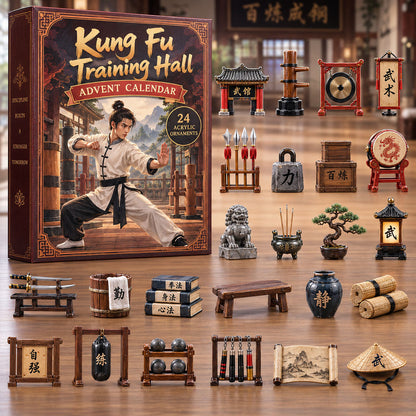 CHRISTMAS KICKOFF 40% OFF - Kung Fu Training Hall Advent Calendar 2026 - 24-Day Festive Countdown, Acrylic Charms Blind Box - Gift For Kung Fu Lovers AC0NT319