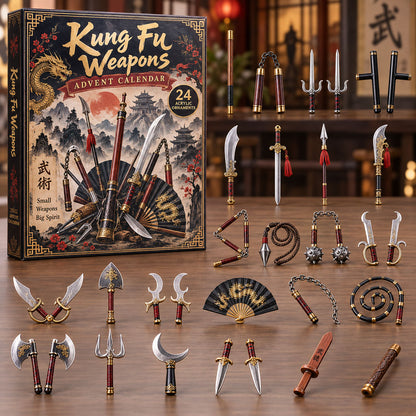 CHRISTMAS KICKOFF 40% OFF - Kung Fu Weapons Advent Calendar 2026 - 24-Day Festive Countdown, Acrylic Charms Blind Box - Gift For Kung Fu Lovers AC0NT320