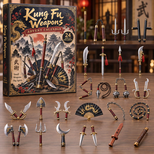 CHRISTMAS KICKOFF 40% OFF - Kung Fu Weapons Advent Calendar 2026 - 24-Day Festive Countdown, Acrylic Charms Blind Box - Gift For Kung Fu Lovers AC0NT320