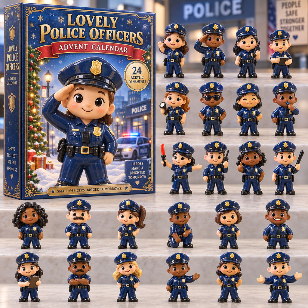 CHRISTMAS KICKOFF 40% OFF - Lovely Police Officers Advent Calendar 2026 - 24-Day Festive Countdown, Acrylic Charms Blind Box - Gift For Police Lovers AC0TM392