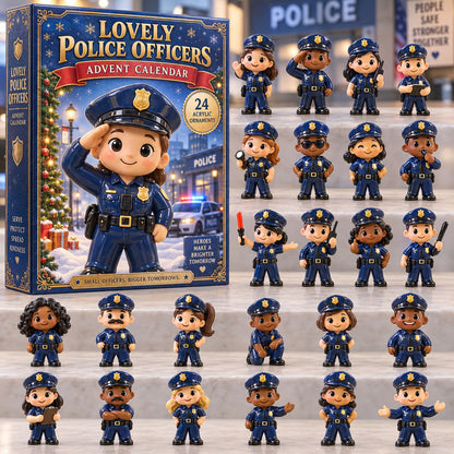 CHRISTMAS KICKOFF 40% OFF - Lovely Police Officers Advent Calendar 2026 - 24-Day Festive Countdown, Acrylic Charms Blind Box - Gift For Police Lovers AC0TM392