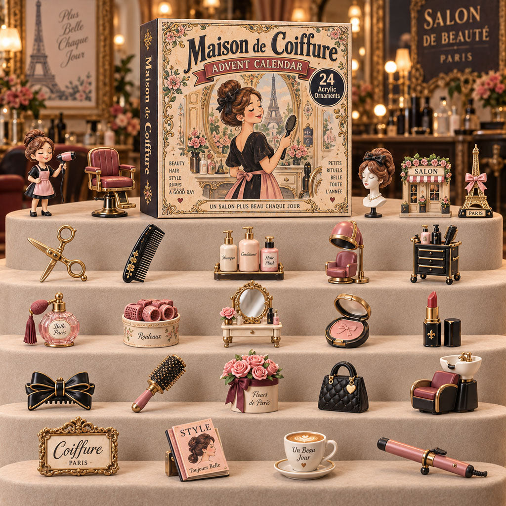 CHRISTMAS KICKOFF 40% OFF - Maison De Coiffure Advent Calendar 2026 - 24-Day Festive Countdown, Acrylic Charms Blind Box - Gift For Hairstylist Lovers AC0TH279
