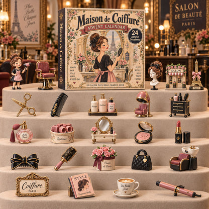 CHRISTMAS KICKOFF 40% OFF - Maison De Coiffure Advent Calendar 2026 - 24-Day Festive Countdown, Acrylic Charms Blind Box - Gift For Hairstylist Lovers AC0TH279