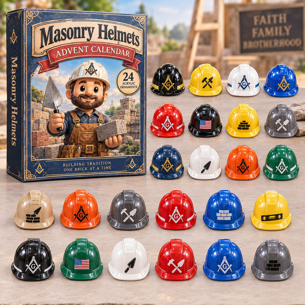 CHRISTMAS KICKOFF 40% OFF - Masonry Helmets Advent Calendar 2026 - 24-Day Festive Countdown, Acrylic Charms Blind Box - Gift For Masons AC0NT380