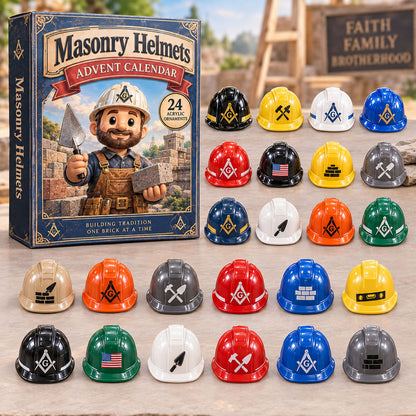 CHRISTMAS KICKOFF 40% OFF - Masonry Helmets Advent Calendar 2026 - 24-Day Festive Countdown, Acrylic Charms Blind Box - Gift For Masons AC0NT380