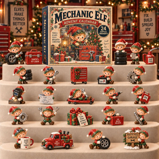 CHRISTMAS KICKOFF 40% OFF - Mechanic Elf Advent Calendar 2026 - 24-Day Festive Countdown, Acrylic Charms Blind Box - Gift For Mechanics Lovers AC0TM327
