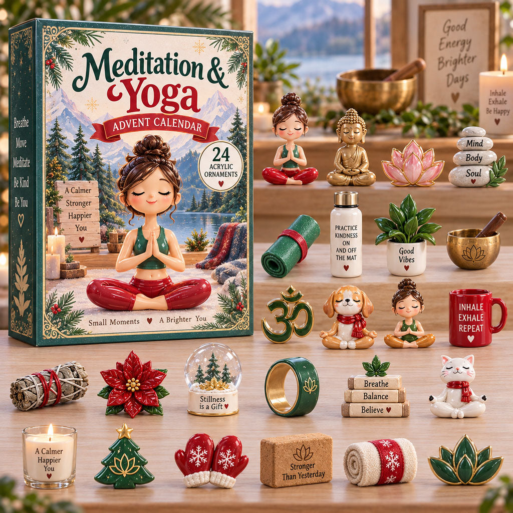 CHRISTMAS KICKOFF 40% OFF - Meditation And Yoga Advent Calendar 2026 - 24-Day Festive Countdown, Acrylic Charms Blind Box - Gift For Yoga Lovers AC0NT322