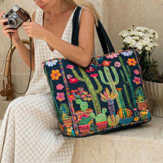 Midnight Cactus Quilted Classic Tote Bag SN0NT036