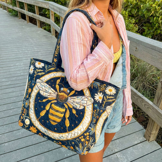 Midnight Garden Bee Quilted Classic Tote Bag SN0NT020