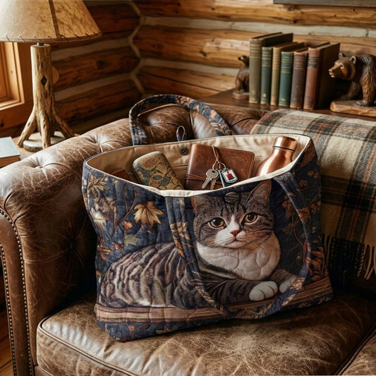 Midnight Library Cat Quilted Classic Tote Bag SN0PT033