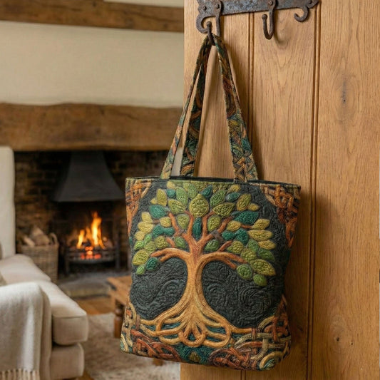 Nature Threads Quilted Zipper Tote Bag SN0NT011