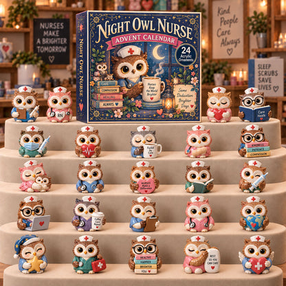 CHRISTMAS KICKOFF 40% OFF - Night Owl Nurse Advent Calendar 2026 - 24-Day Festive Countdown, Acrylic Charms Blind Box - Gift For Nurse Lovers AC0TM346