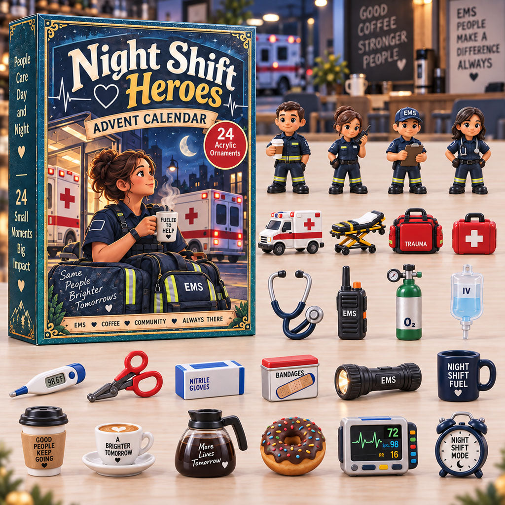 CHRISTMAS KICKOFF 40% OFF - Night Shift Heroes Advent Calendar 2026 - 24-Day Festive Countdown, Acrylic Charms Blind Box - Gift For First Responders AC0TH332