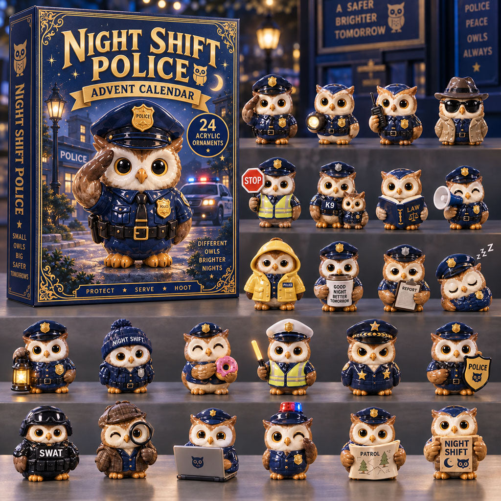 CHRISTMAS KICKOFF 40% OFF - Night Shift Police Advent Calendar 2026 - 24-Day Festive Countdown, Acrylic Charms Blind Box - Gift For Police Lovers AC0TM396