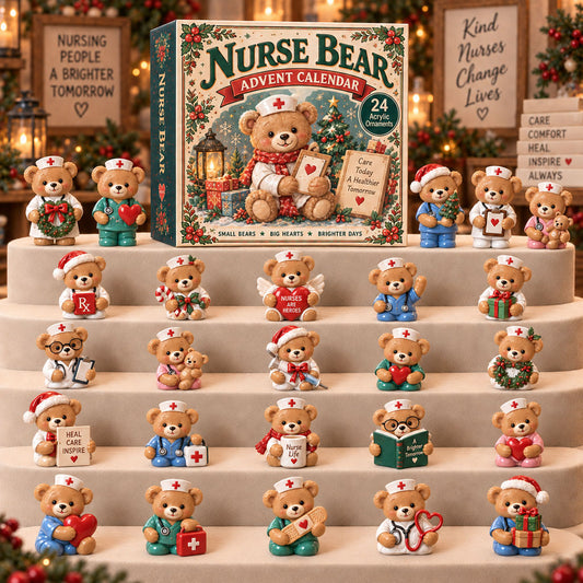CHRISTMAS KICKOFF 40% OFF - Nurse Bear Advent Calendar 2026 - 24-Day Festive Countdown, Acrylic Charms Blind Box - Gift For Nurse Lovers AC0TM344