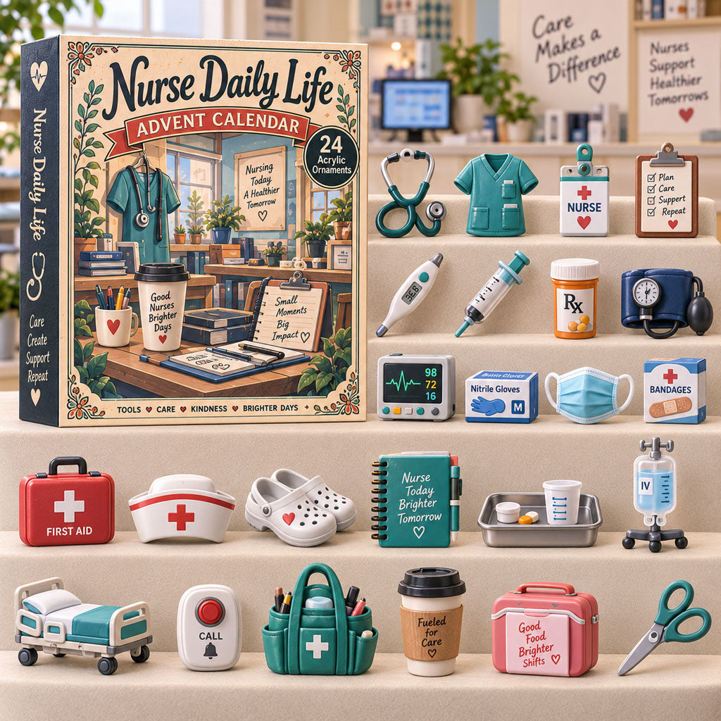 CHRISTMAS KICKOFF 40% OFF - Nurse Daily Life Advent Calendar 2026 - 24-Day Festive Countdown, Acrylic Charms Blind Box - Gift For Family, Friends AC0TH306