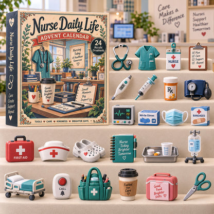 CHRISTMAS KICKOFF 40% OFF - Nurse Daily Life Advent Calendar 2026 - 24-Day Festive Countdown, Acrylic Charms Blind Box - Gift For Family, Friends AC0TH306