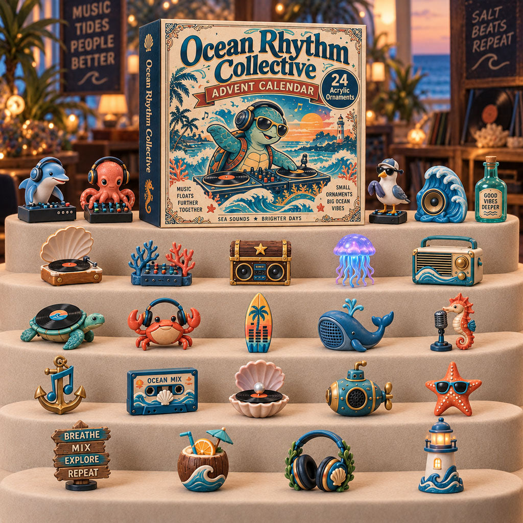 CHRISTMAS KICKOFF 40% OFF - Ocean Rhythm Collective Advent Calendar 2026 - 24-Day Festive Countdown, Acrylic Charms Blind Box - Gift For Music Lovers AC0TH268