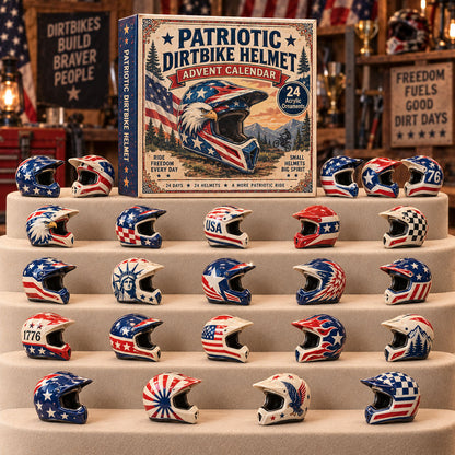 CHRISTMAS KICKOFF 40% OFF - Patriotic Dirtbike Helmet Advent Calendar 2026 - 24-Day Festive Countdown, Acrylic Charms Blind Box - Gift For Dirt Bike Lovers AC0TM316
