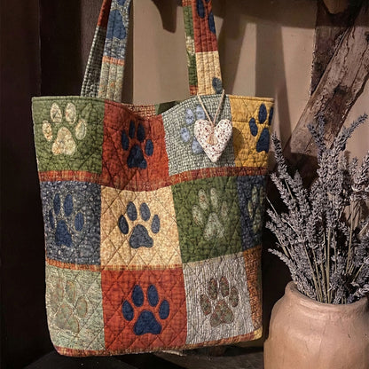 Paw Trail Harmony Quilted Zipper Tote Bag SN0PT005