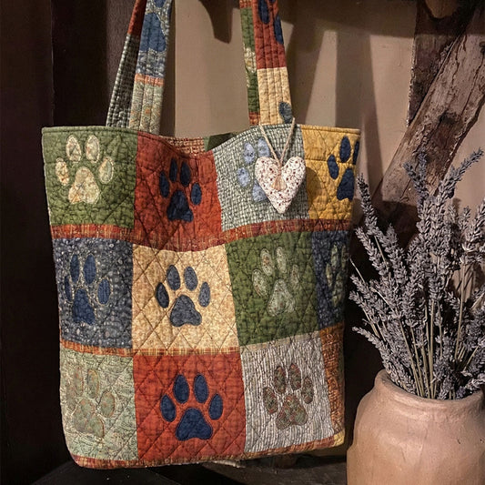 Paw Trail Harmony Quilted Zipper Tote Bag SN0PT005