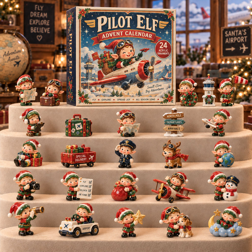 CHRISTMAS KICKOFF 40% OFF - Pilot Elf Advent Calendar 2026 - 24-Day Festive Countdown, Acrylic Charms Blind Box - Gift For Pilots Lovers AC0TM330