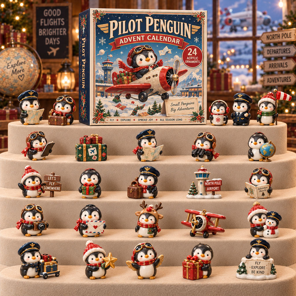 CHRISTMAS KICKOFF 40% OFF - Pilot Penguin Advent Calendar 2026 - 24-Day Festive Countdown, Acrylic Charms Blind Box - Gift For Pilots Lovers AC0TM331