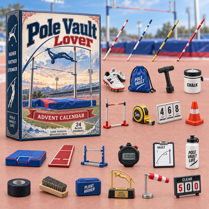 CHRISTMAS KICKOFF 40% OFF - Pole Vault Lover Advent Calendar 2026 - 24-Day Festive Countdown, Acrylic Charms Blind Box - Gift For Sport Lovers AC0HA286