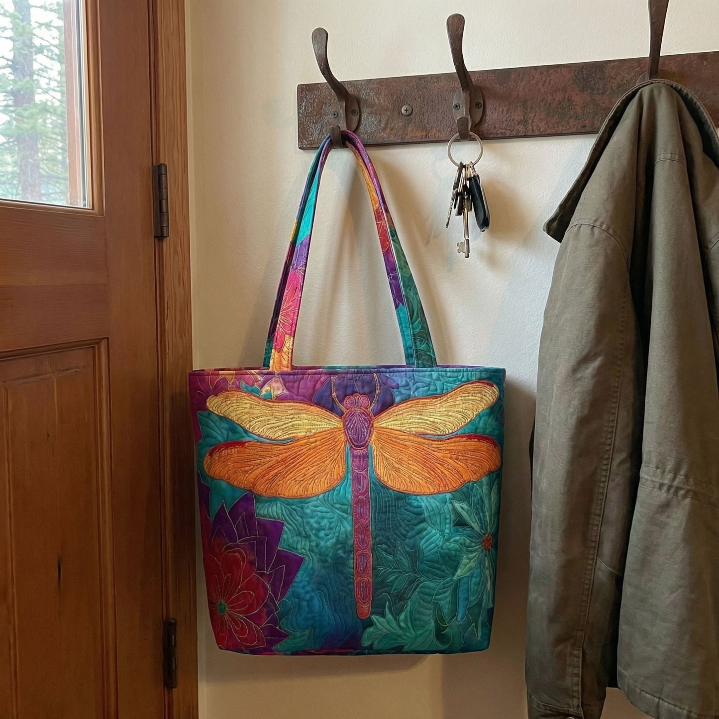 Prism Dragonfly Quilted Zipper Tote Bag SN0DK008