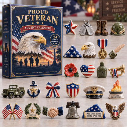CHRISTMAS KICKOFF 40% OFF - Proud Veteran Advent Calendar 2026 - 24-Day Festive Countdown, Acrylic Charms Blind Box - Gift For Veterans AC0TM380