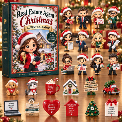 CHRISTMAS KICKOFF 40% OFF - Real Estate Agent Christmas Advent Calendar 2026 - 24-Day Festive Countdown, Acrylic Charms Blind Box - Gift For Realtors AC0NT372